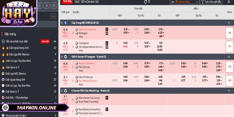 Sảnh liên tục update các kèo đấu sôi động